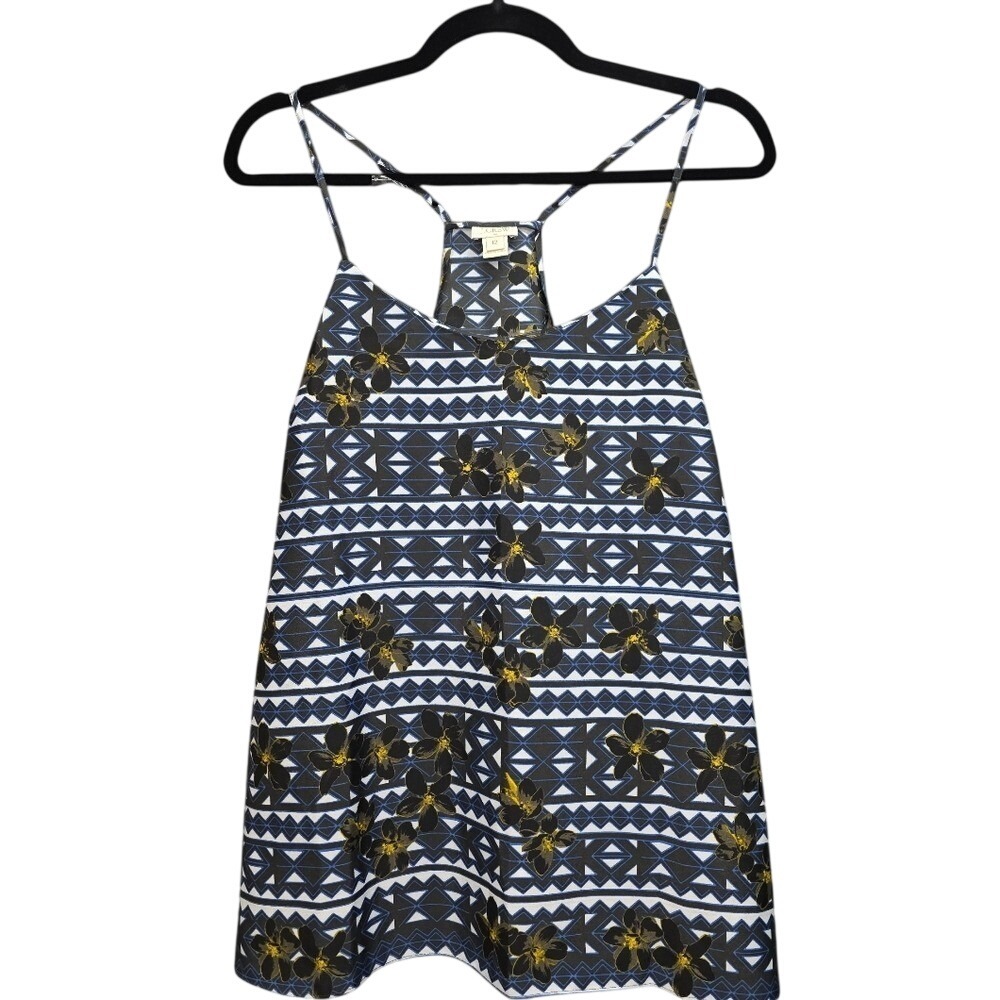 J. Crew Geometric Floral Spaghetti Strap Halter Tank Top size 12 Casual Beach
